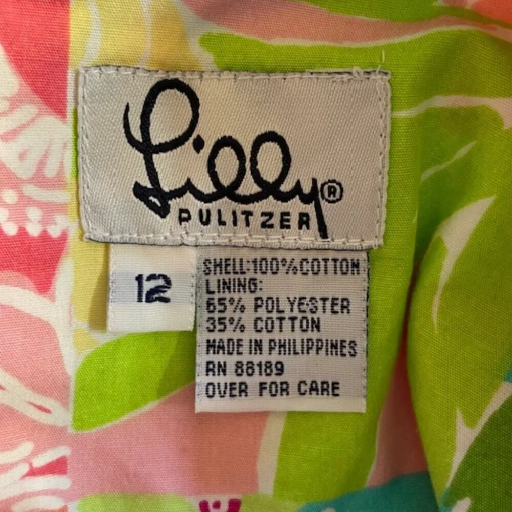 Lilly Pulitzer White Label Girls Patchwork Shift Dress 100% Cotton 12